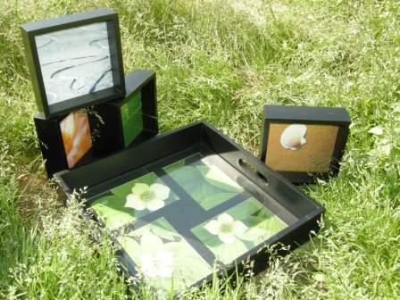 Photo tray black, set of 5